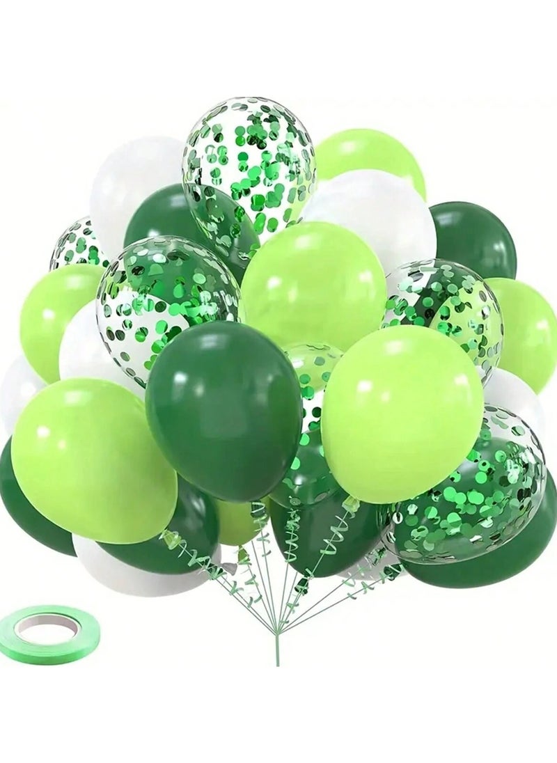 Generic - Green latex balloons to celebrate Founding Day, Saudi National Day, and all kinds of special parties, 40 pieces with ribbon - Image 1