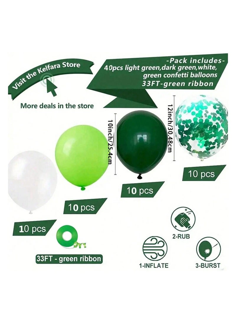 Generic - Green latex balloons to celebrate Founding Day, Saudi National Day, and all kinds of special parties, 40 pieces with ribbon - Image 1