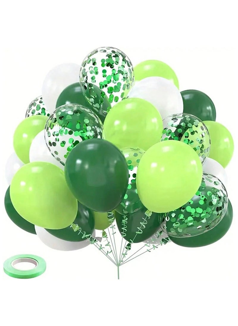 Generic - Green latex balloons to celebrate Founding Day, Saudi National Day, and all kinds of special parties, 40 pieces with ribbon - Image 1