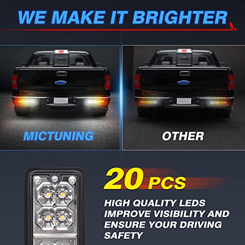 MICTUNING 20 Trailer Tail Lights Bar Waterproof, DC12V Turn Signal and Parking Reverse Brake Running Lamp Red Amber White (2 Pack) - Image 4