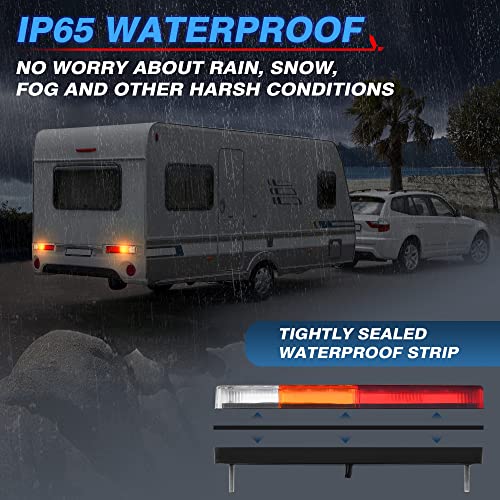 MICTUNING 20 Trailer Tail Lights Bar Waterproof, DC12V Turn Signal and Parking Reverse Brake Running Lamp Red Amber White (2 Pack) - Image 5