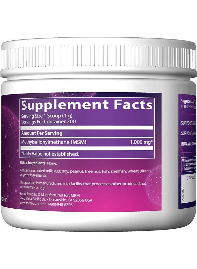 MRM Nutrition MSM Crystals | Methyl-sulfonyl-Methane Drink Mix | Joint Health | Hair + Skin + Nails | Bioavailable Form of Sulfur | Gluten-Free + Vegan | 200 Servings - Image 2