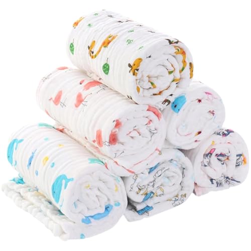 LUVINA Extra Soft Muslin Cotton Burping Towels for Newborn Baby, 6 Layers Muslin Cloth Hankies, Washcloth, Reusable Napkins for Baby Face Towels (2, 25 x 50cm (Multi Color)) - Image 1
