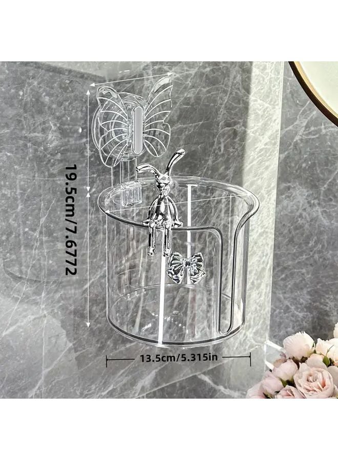 Transparent Bow Butterfly Suction Cup Toilet Paper Holder Wall Mounted Bathroom Organizer - Image 5