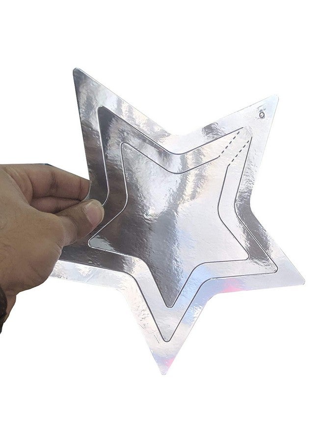 شورو مجموعة من 10 قطع من ديكورات الحفلات على شكل نجمة ثلاثية الأبعاد باللون الفضي المعدني من شورو، لوازم حفلات النجوم، ديكور معلق للحفلات وأعياد الميلاد والذكرى السنوية وفعاليات رأس السنة والمنزل وقاعة الحفلات والمناسبات - Image 2