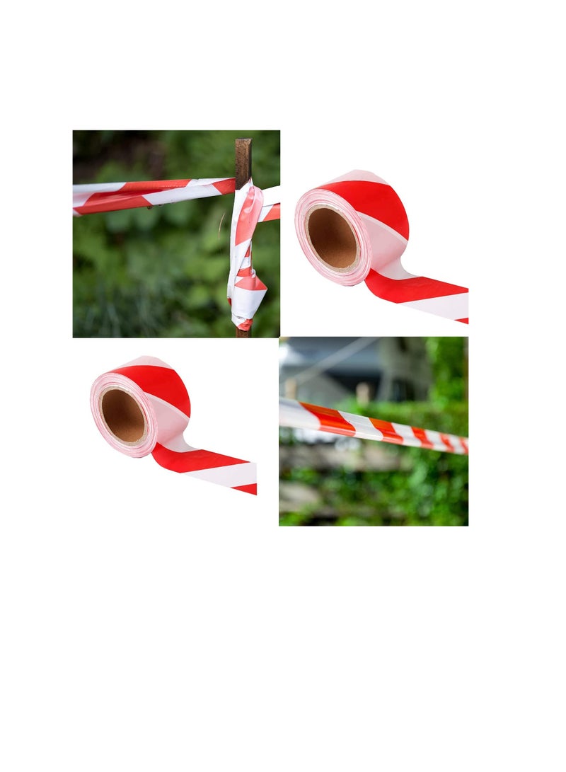 3”x45 Meter Red and White Barricade Caution Hazard Warning Safety Stripe Tape Non-Adhesive for Danger/Hazardous Areas. (Pack of 1) - Image 2