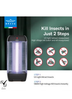 Brave Powerful Electric Mosquito Killer Lamp and Fly Trap, Smart Pest Control Device for Indoor and Outdoor Use, Effective in Killing Flying Insects, 10W Power and 1800V Electric Strike, Mosquito and Fly Trap, 100% Original Insect Zapper, High Power UV Light Mosquito Trap, Perfect for Home, Patio, Garden, Kitchen, Office, Camping, Durable Design, 24/7 Protection, Safe and Eco-Friendly, Quiet Operation (Black)  - Image 4