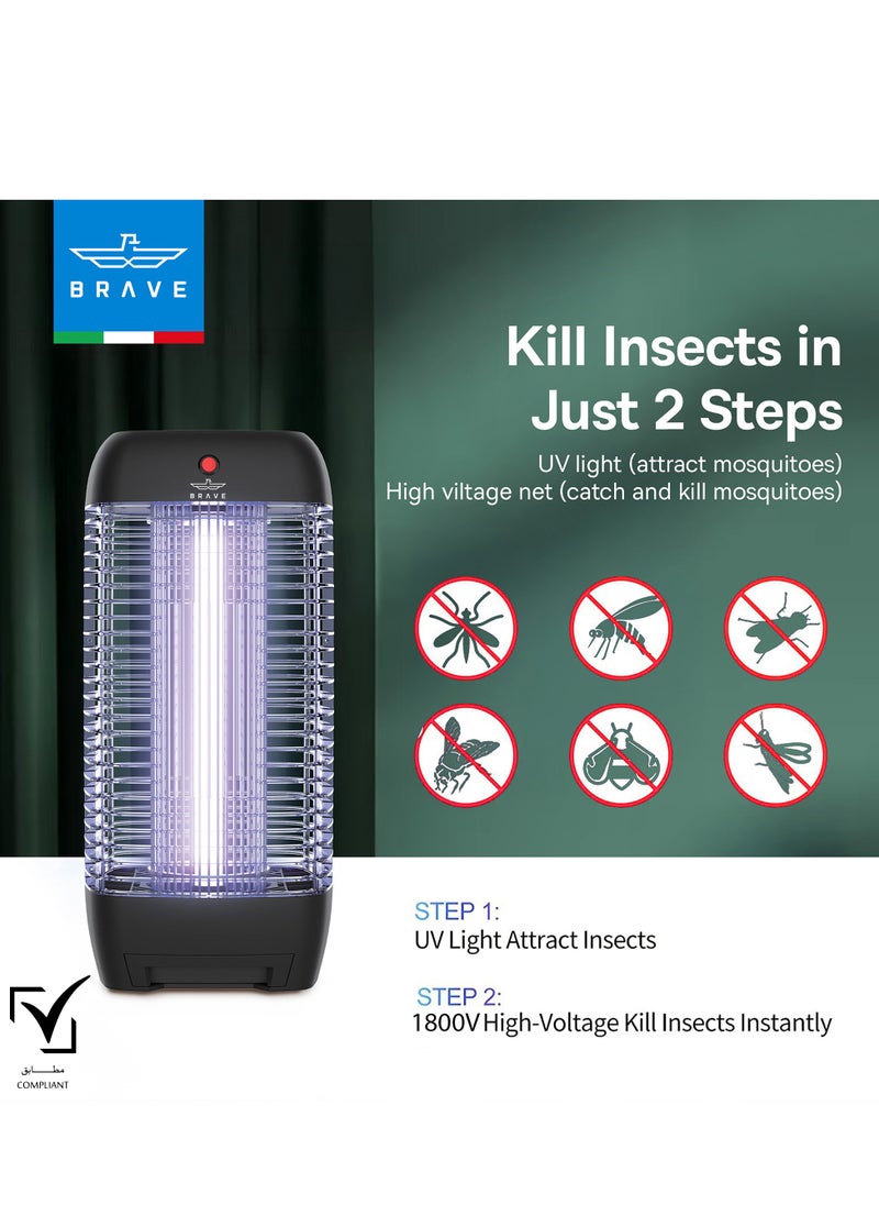 Brave Powerful Electric Mosquito Killer Lamp and Fly Trap, Smart Pest Control Device for Indoor and Outdoor Use, Effective in Killing Flying Insects, 10W Power and 1800V Electric Strike, Mosquito and Fly Trap, 100% Original Insect Zapper, High Power UV Light Mosquito Trap, Perfect for Home, Patio, Garden, Kitchen, Office, Camping, Durable Design, 24/7 Protection, Safe and Eco-Friendly, Quiet Operation (Black)  - Image 4