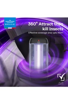 Brave Powerful Electric Mosquito Killer Lamp and Fly Trap, Smart Pest Control Device for Indoor and Outdoor Use, Effective in Killing Flying Insects, 10W Power and 1800V Electric Strike, Mosquito and Fly Trap, 100% Original Insect Zapper, High Power UV Light Mosquito Trap, Perfect for Home, Patio, Garden, Kitchen, Office, Camping, Durable Design, 24/7 Protection, Safe and Eco-Friendly, Quiet Operation (Black)  - Image 5