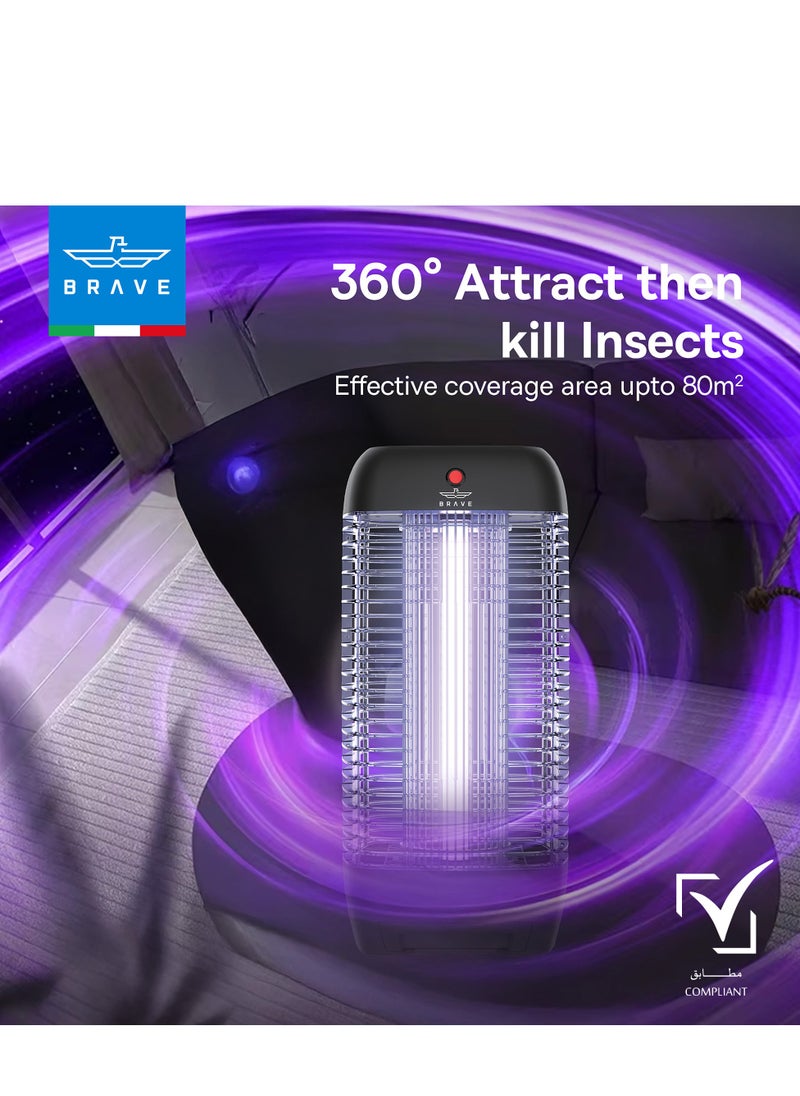 Brave Powerful Electric Mosquito Killer Lamp and Fly Trap, Smart Pest Control Device for Indoor and Outdoor Use, Effective in Killing Flying Insects, 10W Power and 1800V Electric Strike, Mosquito and Fly Trap, 100% Original Insect Zapper, High Power UV Light Mosquito Trap, Perfect for Home, Patio, Garden, Kitchen, Office, Camping, Durable Design, 24/7 Protection, Safe and Eco-Friendly, Quiet Operation (Black)  - Image 5