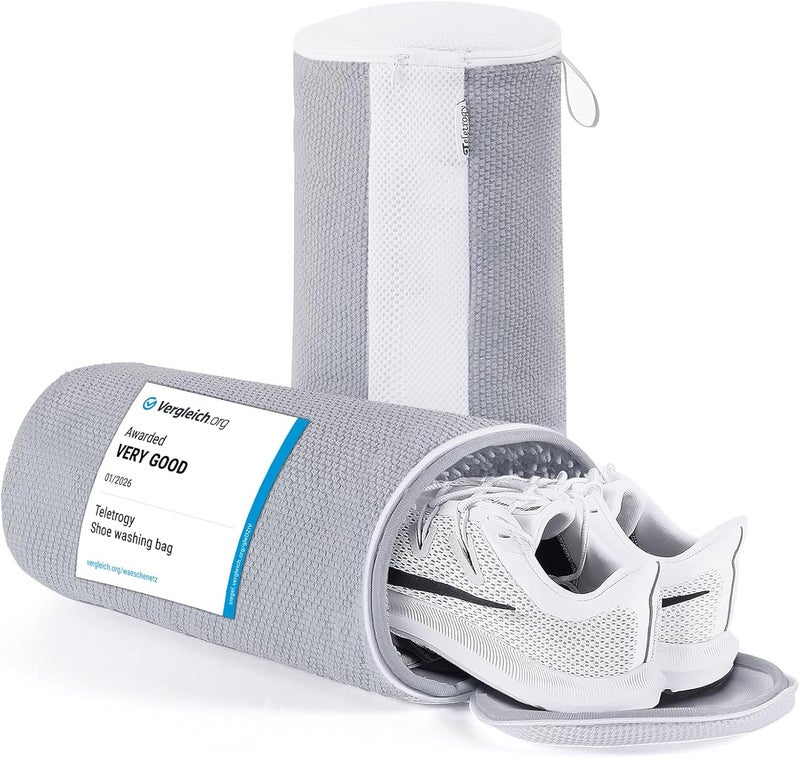 Teletrogy حقائب غسيل أحذية من Teletrogy، عدد 2 قطعة، مصنوعة من شبكة ثلاثية الأبعاد، توفر تنظيفًا شاملًا، قابلة لإعادة الاستخدام، تحتوي على سحاب مخفي، تناسب أحذية بحجم يصل إلى EU46 - Image 1