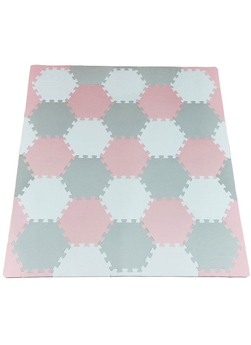 Bumble & Bird Bumble & Bird - BabySafe Play Mat - Hexagonal Pink/Cream  - Image 1