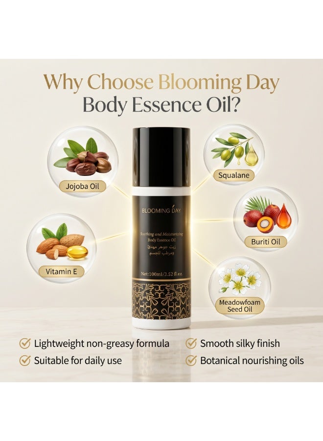 Blooming Day Soothing & Moisturizing Body Essence Oil 100ml – Lightweight Non-Greasy Body Oil for Dry Skin, Silky Smooth & Soft Skin Feel - Image 4