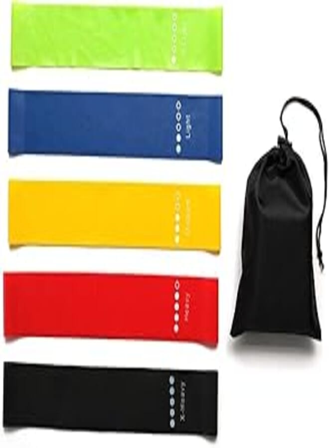 5 Color Body Building Yoga Stretch Bands Fitness Resistance Belt Fitness Rubber Band Elastic Exercise Straps Indoor Sport Gym Pull Up for Fit Body Building Exercise , 2724687730545