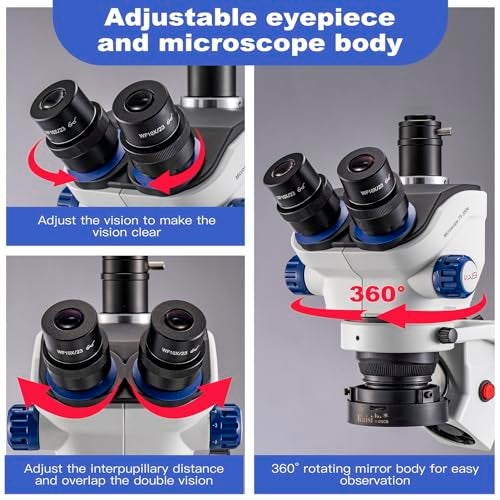Kaisi TX-350E Professional Soldering Microscope,Trinocular Stereo Microscope, 7X-50X Magnification and WF10x23 Wide Field Eyepieces,Lab Stereo Zoom Microscopes for Electronics Repair - Image 3