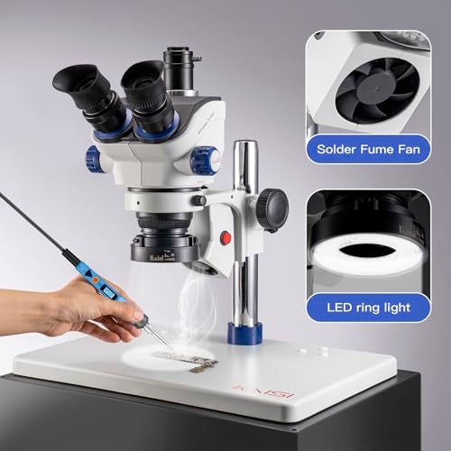 Kaisi TX-350E Professional Soldering Microscope,Trinocular Stereo Microscope, 7X-50X Magnification and WF10x23 Wide Field Eyepieces,Lab Stereo Zoom Microscopes for Electronics Repair - Image 5