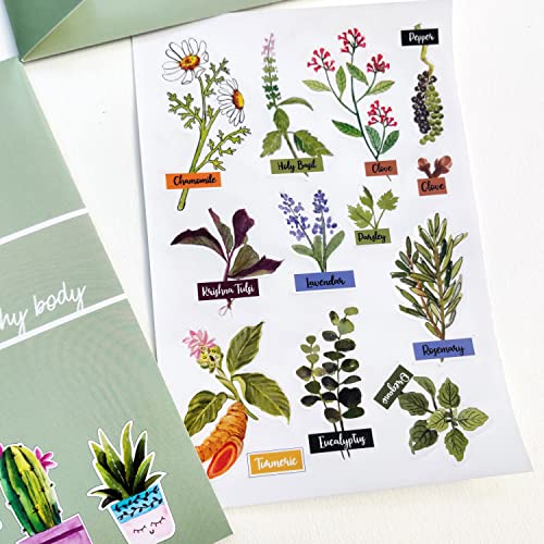 anujarusiya Happy Mind & Healthy Body Stickers - 60 Laminated Journaling Stickers for Scrapbooking & Crafts | Self-Adhesive Paper Decals for Vision Boards & Planner Decorations - Image 4