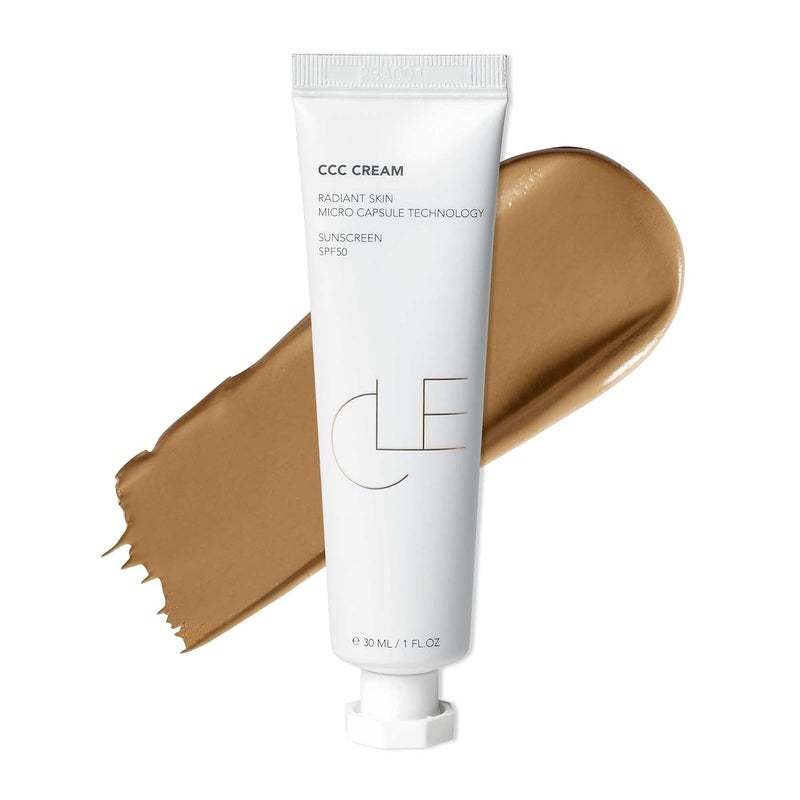 CLE Cosmetics CCC Cream (Warm Medium 303 / SPF 50) - Color Correcting CC Cream with Sunscreen - Lightweight, Hydrating, Light to Medium Coverage Foundation - BB & CC Cream Hybrid - 1 fl oz