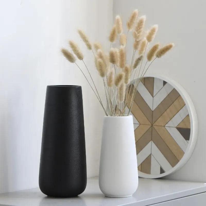 DECORPIA 12 Inch Tall Premium Quality Ceramic Vase | Flower Vase for Home Decor | Farmhouse Decor  Desk Decor  Modern Decor  Aesthetic Room Decor  Black Vase for Bohemian Decor  Pampas Vase  Black - Image 5