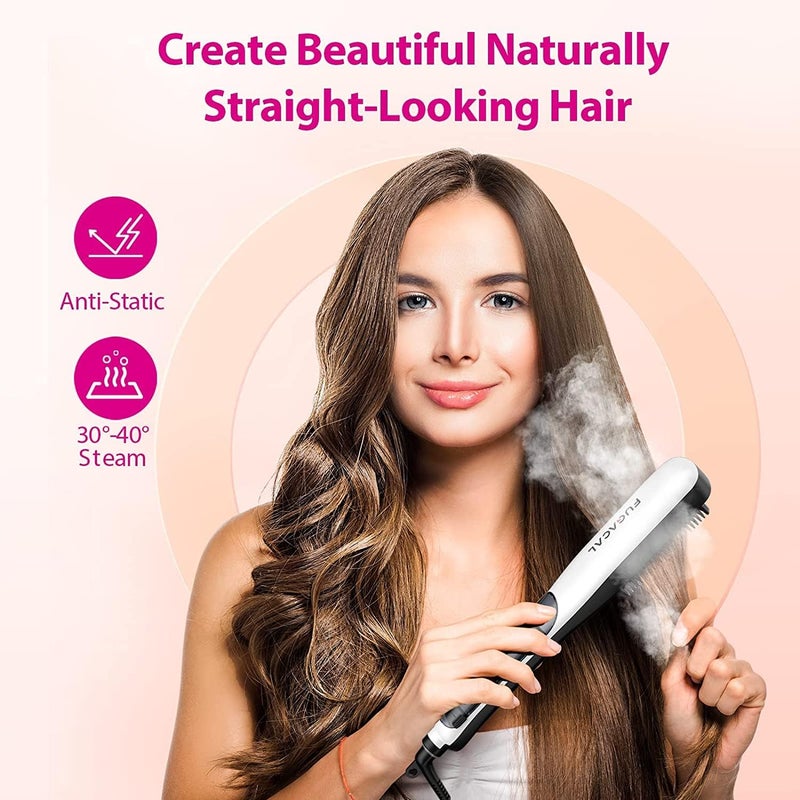 كيه- سكين مكواة شعر بالبخار K.Skin، تحكم ذكي بثلاثة مستويات لدرجة الحرارة الثابتة PTC، فرشاة مكواة شعر بالبخار، مشط بخار لتسوية الشعر أداة تصفيف إلكترونية، KD880 أبيض - Image 2