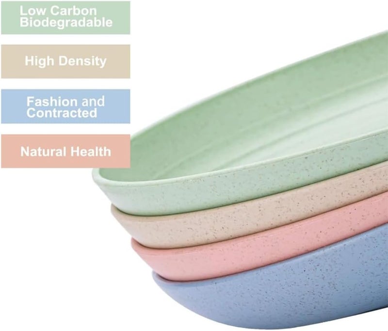 Lchkrep Unbreakable Wheat Straw Plates 9 Inch Reusable Lightweight Deep Plates Dinner Dishes Plastic Plates Microwave Safe Dinnerware for Adult BPAFree Cereal plates 4 Pcs - Image 4