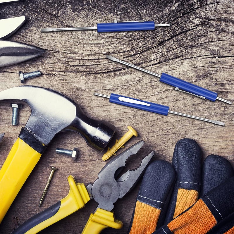 Zhehao 10 Pieces Pocket Screwdriver Set with Clip Double End and Slotted Blue Two Use Set Mini Pocket Screwdrivers for Mechanics Electricians Electronic Technicians Assemblers - Image 5