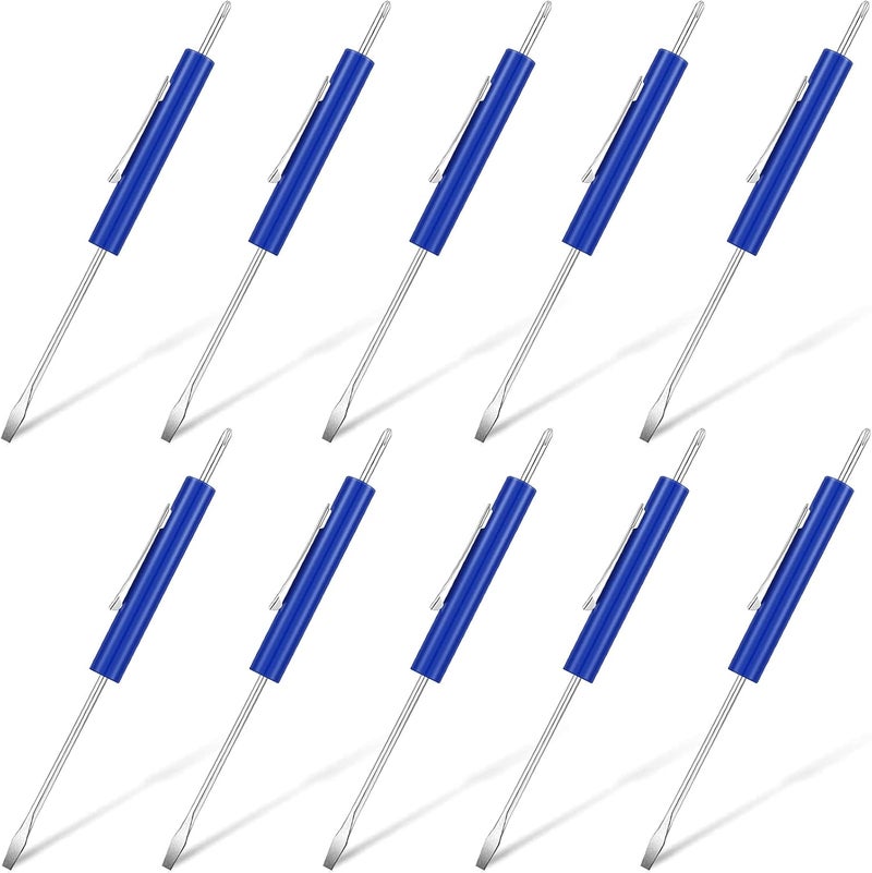 Zhehao 10 Pieces Pocket Screwdriver Set with Clip Double End and Slotted Blue Two Use Set Mini Pocket Screwdrivers for Mechanics Electricians Electronic Technicians Assemblers - Image 1