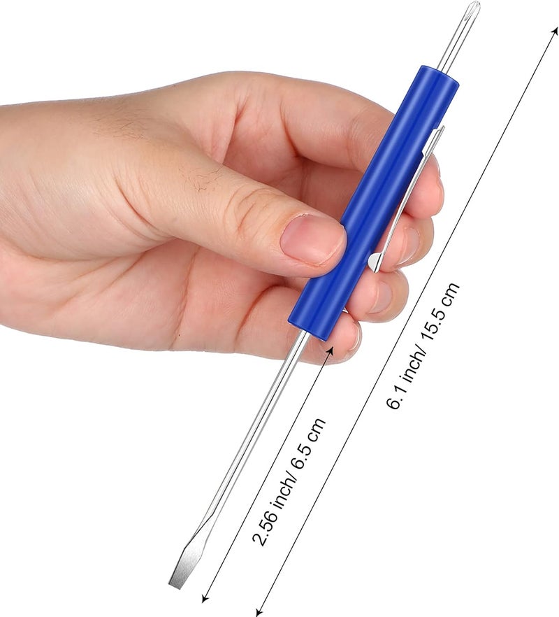 Zhehao 10 Pieces Pocket Screwdriver Set with Clip Double End and Slotted Blue Two Use Set Mini Pocket Screwdrivers for Mechanics Electricians Electronic Technicians Assemblers - Image 3