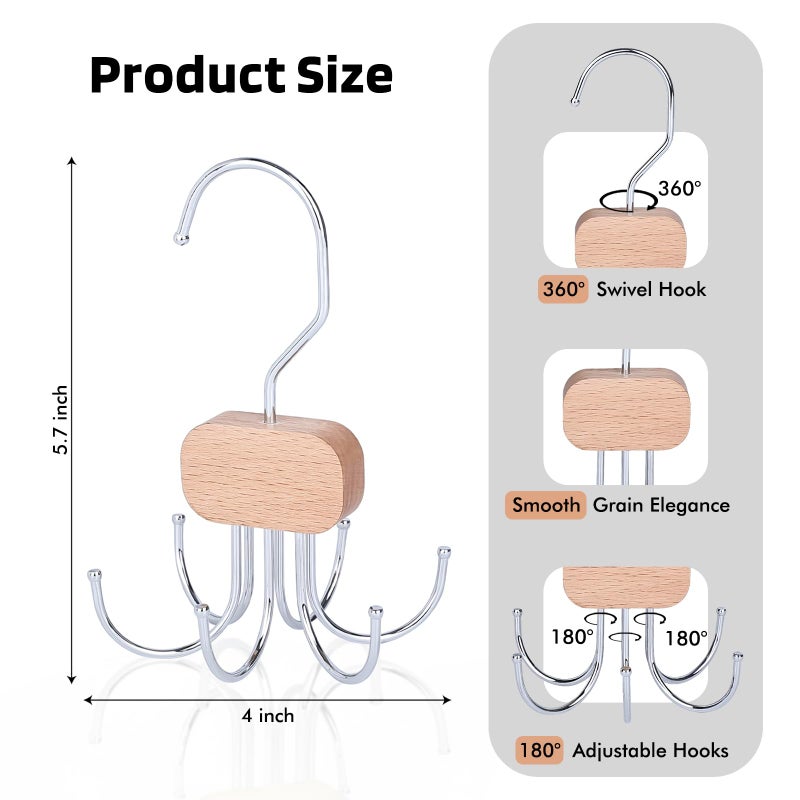 Draxzor 3 Pack Tank Top Hangers, 2025 Upgraded Bra Hanger for Closet Organizer & Storage, 360Â° Rotating & Foldable Design, Wooden Space-Saving Hanger for Tank Tops, Bras and More (Natural) - Image 2