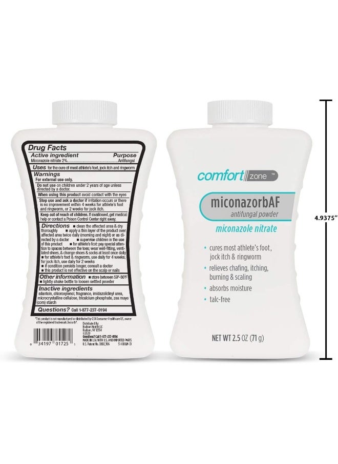 Comfort Zone Comfort Zone Miconazorb Antifungal Powder, Talc-Free, Miconazole Nitrate 2%, For Treatment Of Athlete's Foot, Jock Itch And Ringworm, 2.5oz (71g) (3 Pack)  - Image 2
