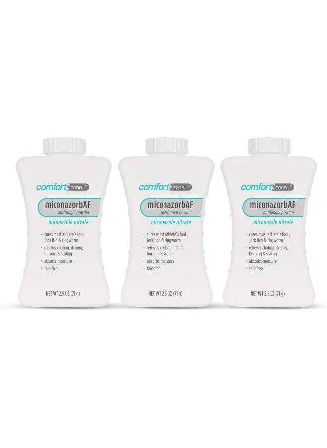 Comfort Zone Comfort Zone Miconazorb Antifungal Powder, Talc-Free, Miconazole Nitrate 2%, For Treatment Of Athlete's Foot, Jock Itch And Ringworm, 2.5oz (71g) (3 Pack)  - Image 1
