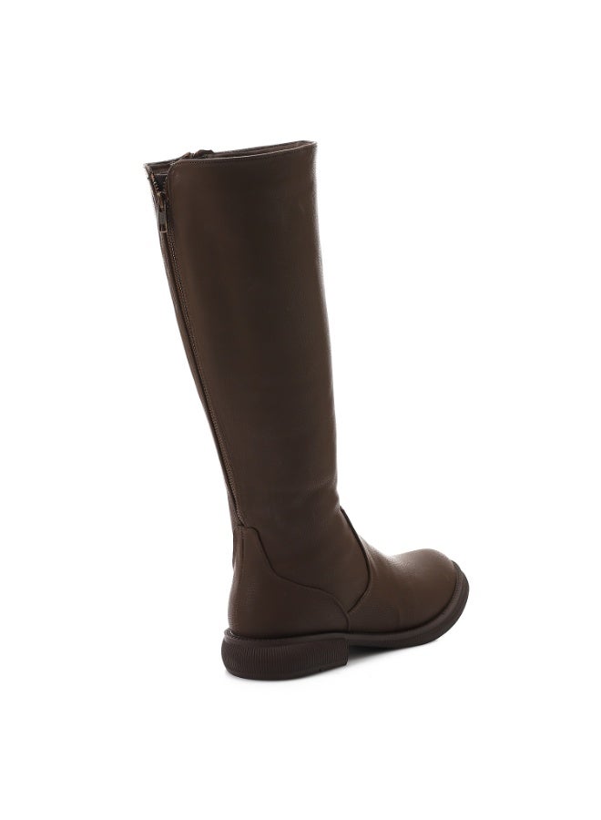 مستر.جو حذاء بوت طويل حتى الركبة بسحاب مزدوج من مستر جو - بني - Image 3