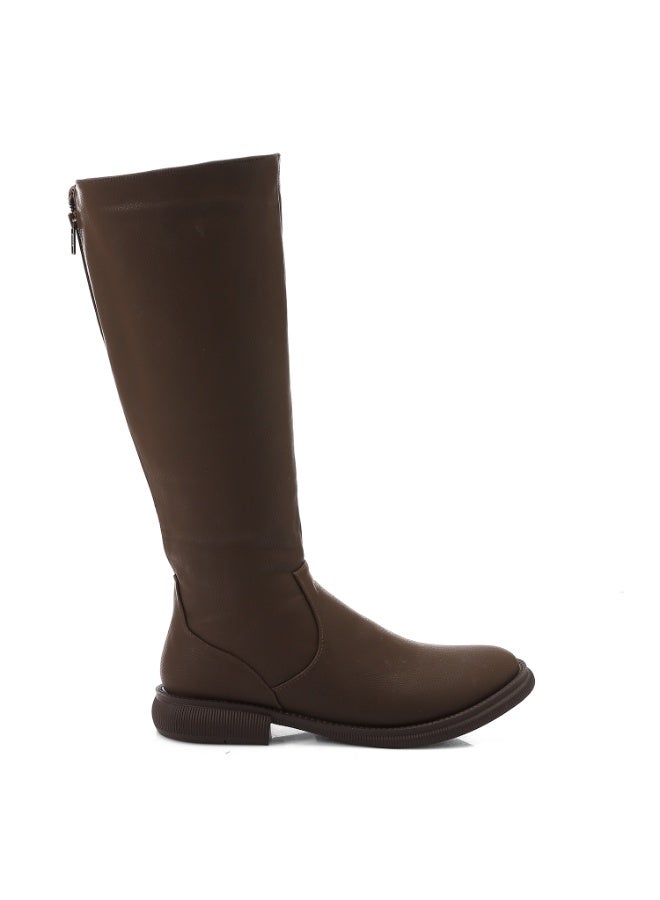 مستر.جو حذاء بوت طويل حتى الركبة بسحاب مزدوج من مستر جو - بني - Image 2