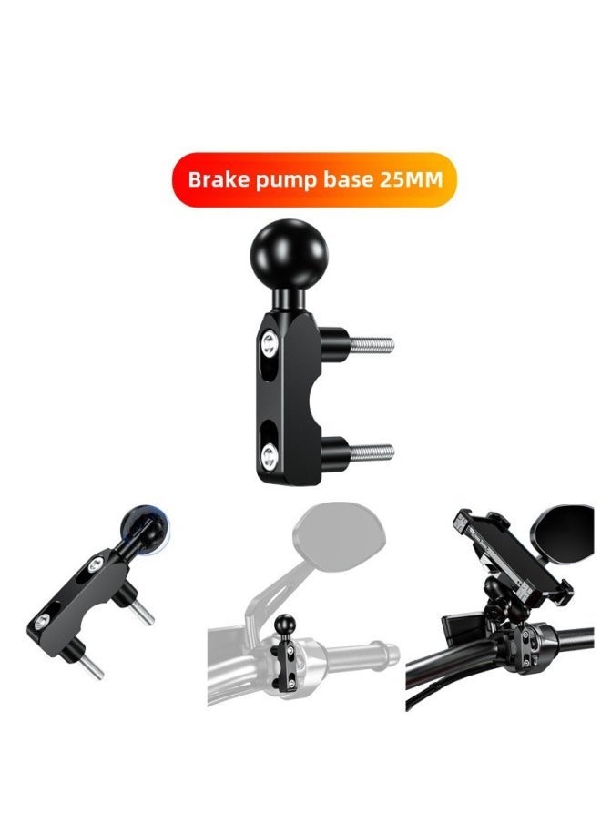 Generic Sports Camera Adapter Ball Head 25mm Mobile Phone Bracket Pipe Clamp Fixed Base One Inch Double Ball Head Bar Accessories-Color:C6 Handbrake Pump Ball Head 25mm  - Image 1