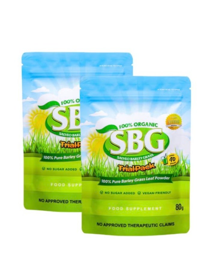  إس بي جي 2 عبوات الشعير SBG SBG 100 ٪ مسحوق العشب النقي النقي ، غني بالمواد الغذائية والفيتامينات ومضادات الأكسدة 80g*2 - Image 1