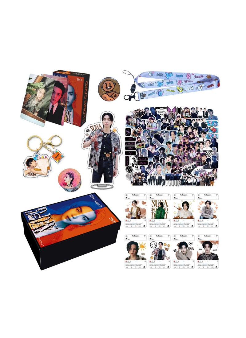 Generic BTS SUGA Personal Gift Box With Lomo Cards, Acrylic Stand, Hand Account Tape, Keychain, Lanyard, Stickers, Photo Card  - Image 1