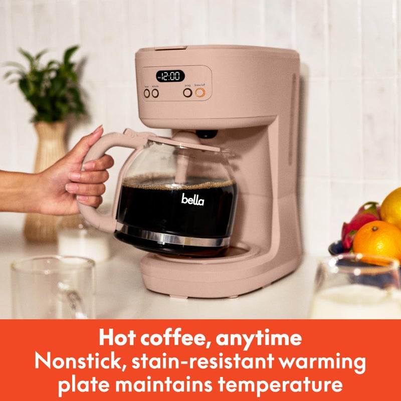 bella 12 Cup Programmable Coffee Marker, Reusable Dishwasher Safe Accessories, Easy LCD diaply, Auto Shutoff, 900 watt, Blossom - Image 2