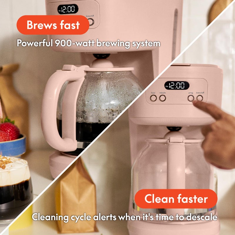 bella 12 Cup Programmable Coffee Marker, Reusable Dishwasher Safe Accessories, Easy LCD diaply, Auto Shutoff, 900 watt, Blossom - Image 3