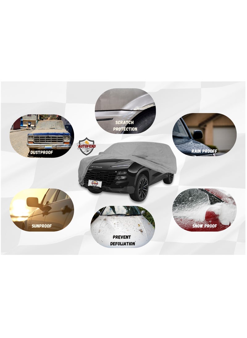 Zipporah All Weather Premium Lightweight 6-Layers Protective Car Cover 210T Compatible for 2024-2025 Jetour Dashing with Left Driver Side Door Zipper, Security Lock and Mirror Pockets - Image 4