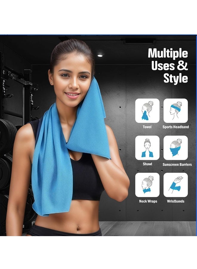 Bincoo portable silicone cooling towel set, soft and breathable sports towel, quick drying towel, suitable for yoga, Pilates, golf, gym, camping, hiking, fitness and other sports, quick-drying microfiber cooling towel 30x100 cm - Image 3