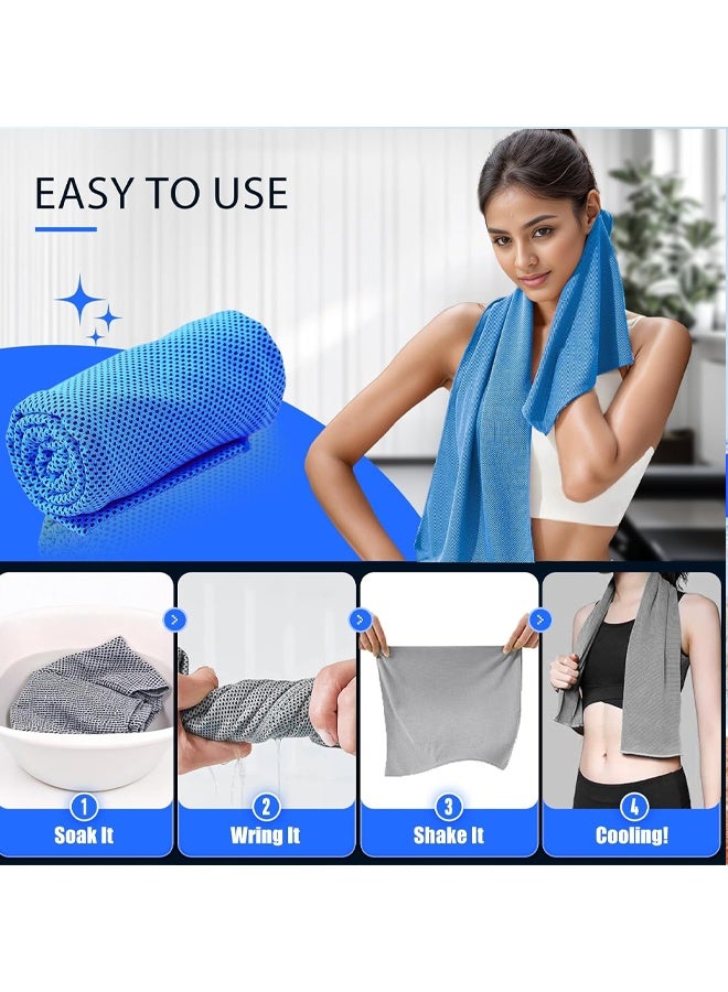 Bincoo portable silicone cooling towel set, soft and breathable sports towel, quick drying towel, suitable for yoga, Pilates, golf, gym, camping, hiking, fitness and other sports, quick-drying microfiber cooling towel 30x100 cm - Image 5