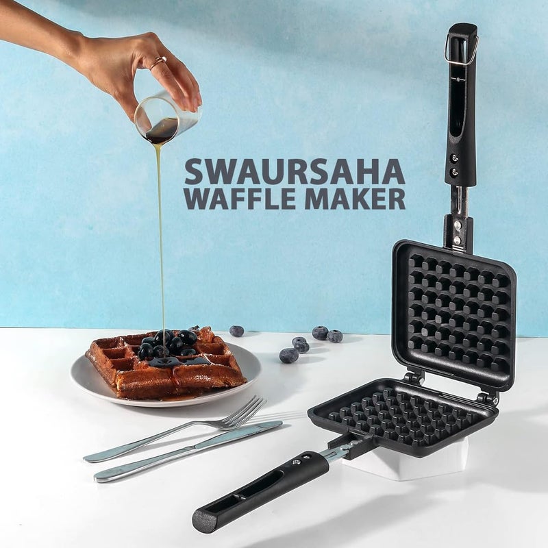SWAURSAHA NonStick Waffle Maker Gas 6 PCS NonScratch Wire Dishwashing Rags Waffle Toaster Pan Cake Maker Machine - Image 4