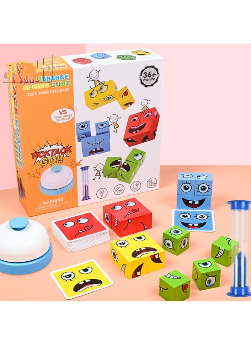 DURKU Wooden Expressions Matching Block Puzzles Educational Games Montessori Toy, Learning Educational Baby Toys 3D Puzzle Blocks for Kids 3+Years - Image 1