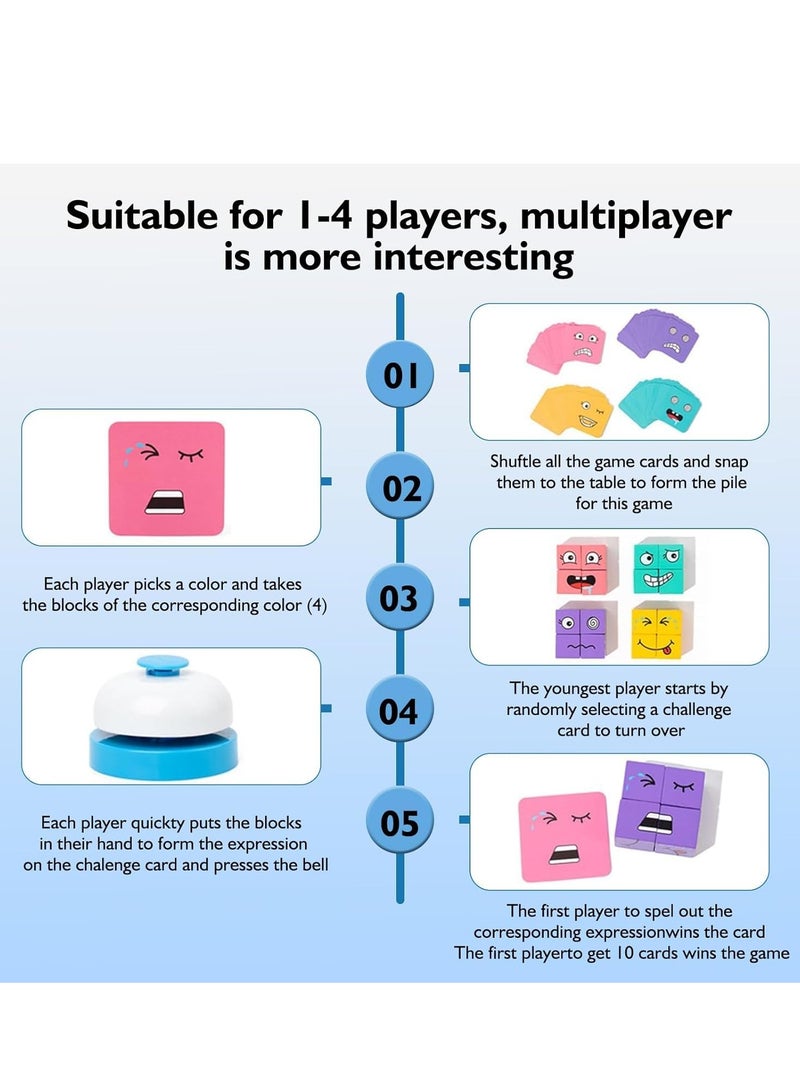 DURKU Wooden Expressions Matching Block Puzzles Educational Games Montessori Toy, Learning Educational Baby Toys 3D Puzzle Blocks for Kids 3+Years - Image 3