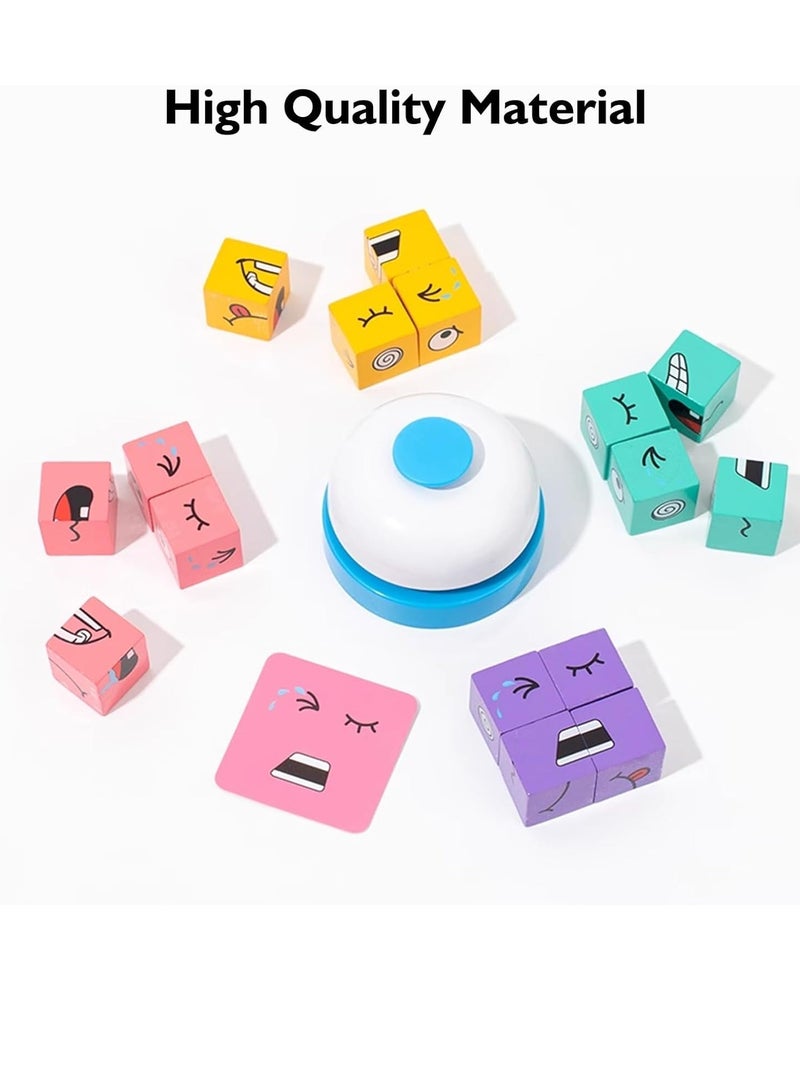 DURKU Wooden Expressions Matching Block Puzzles Educational Games Montessori Toy, Learning Educational Baby Toys 3D Puzzle Blocks for Kids 3+Years - Image 5