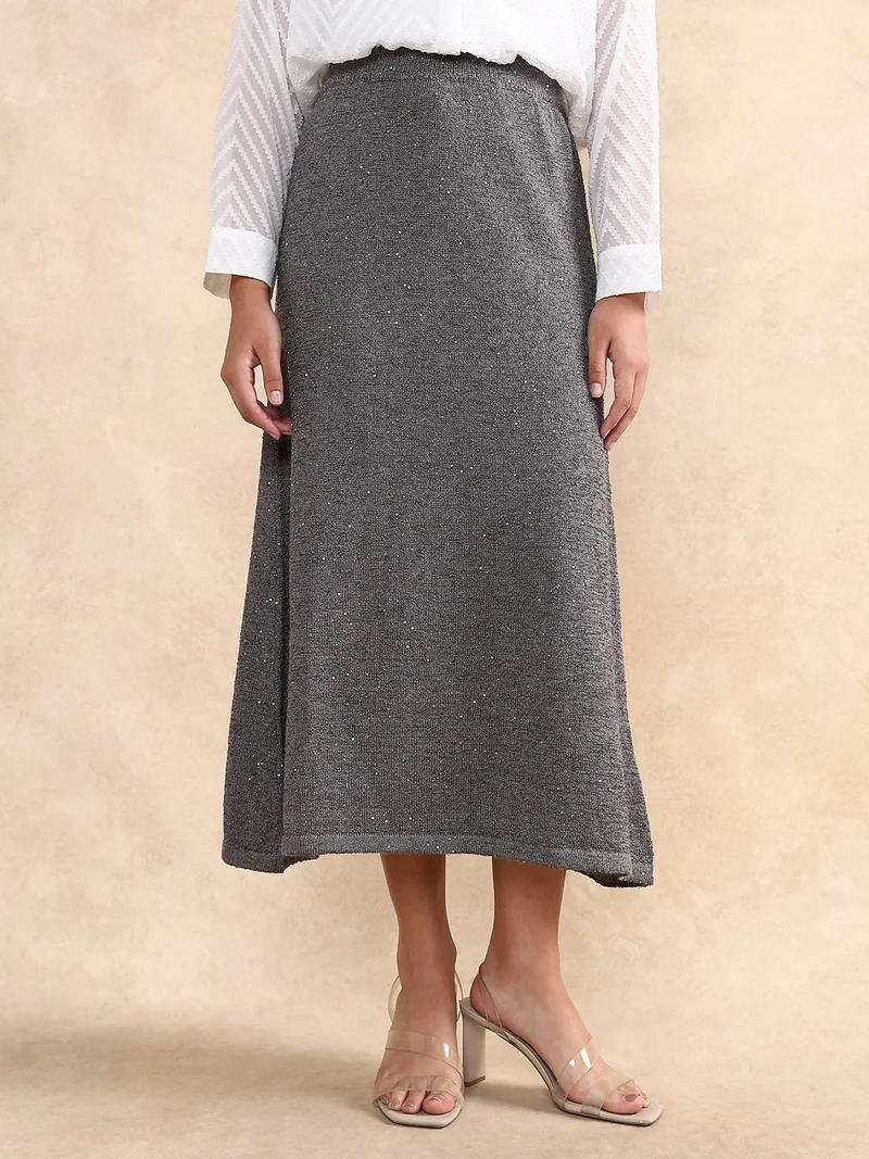 Rareism Women's Midi Length Plain Skirt