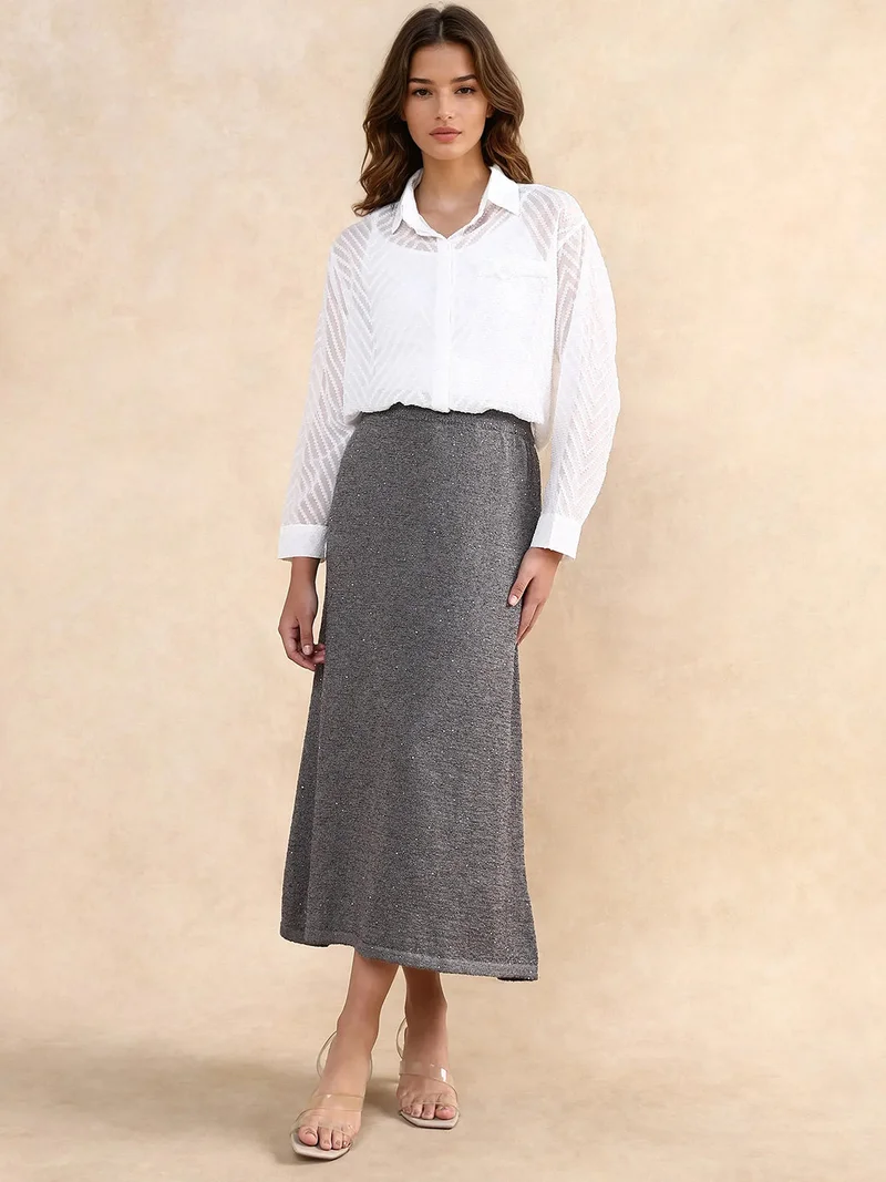 Rareism Women's Midi Length Plain Skirt