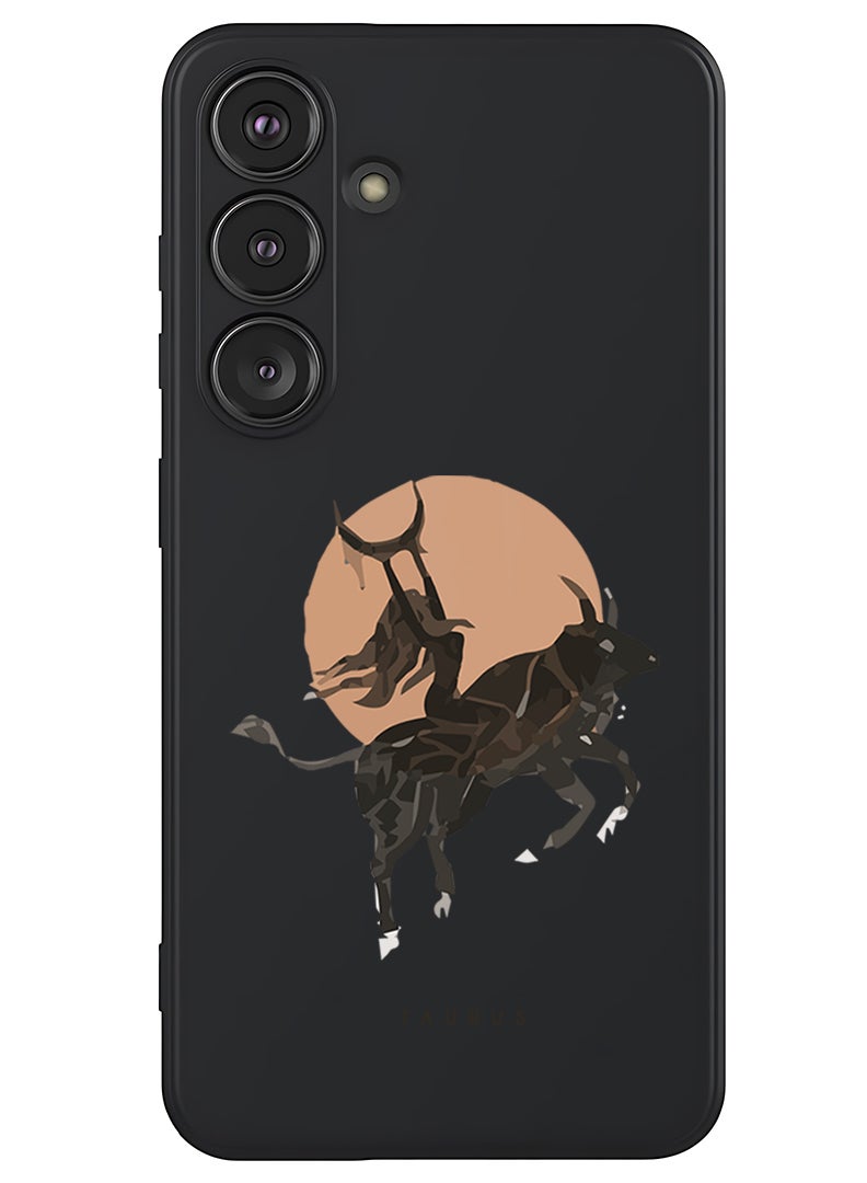 Theodor Protective Slim Fit Case Liquid Silicone Cover with Full Body Protection Anti-Scratch Shockproof Case For Samsung Galaxy S25 Plus (Black) - Taurus - Image 1