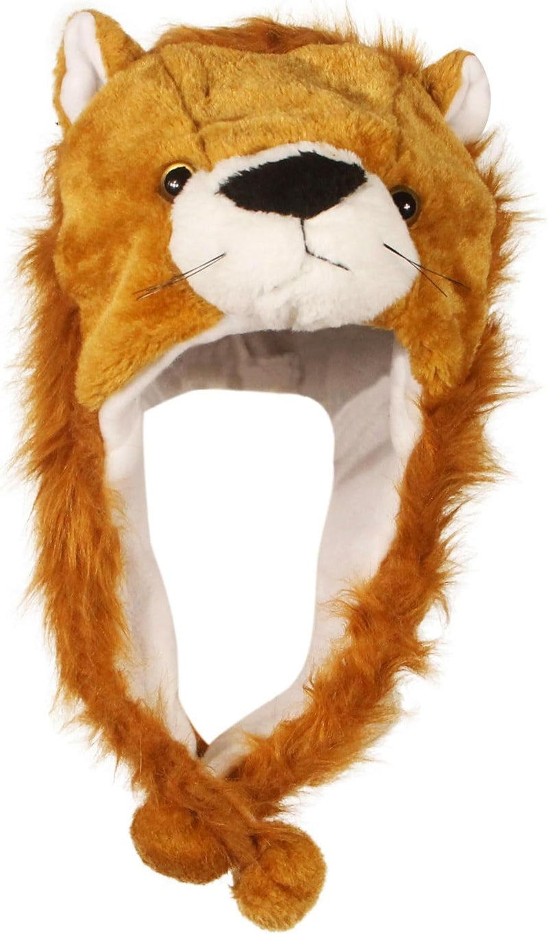 Timiot Cute Plush Animal Character Winter Hat Fun Ski Cap with Detailed Animal Face Long Ear Straps with Pom Pom Ends - Image 2