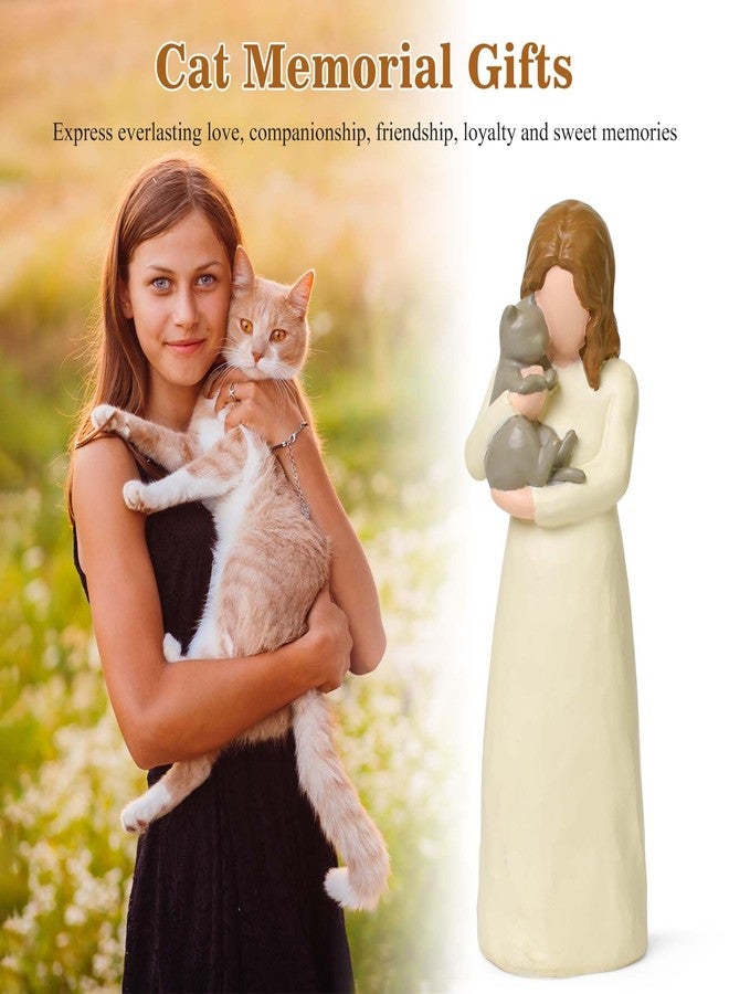 Cuayaes Cat Angel Figurine Memory Gifts for Women, Grey Cats Decorative Hand Drawn Resin Memorial Stone Cat Angel Statue Gifts for Cat Lovers, Friendship Guardian Angel Figure - Image 3